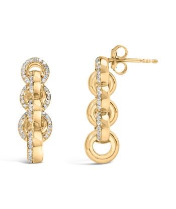 14K Yellow Gold Plated .925 Sterling Silver 3/4 Cttw Diamond Chain Link Drop Earrings (H-I Color, I1-I2 Clarity) plus qu'un jeu 