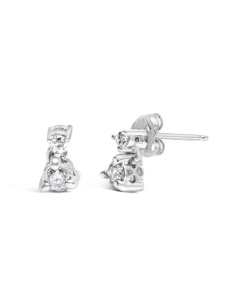 14K White Gold 1/4 Cttw Double Diamond Drop and Dangle Stud Earrings (H-I Color, SI1-SI2 Clarity) livraison gratuite