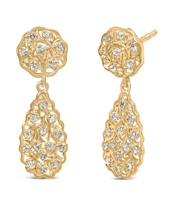 14K Yellow Gold Plated Sterling Silver 1/5 Cttw Diamond Teardrop Filigree Earrings (H-I Color, I1-I2 Clarity) du meilleur 