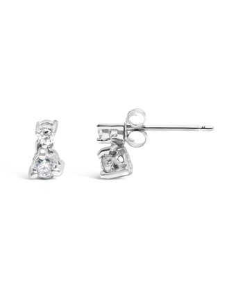 14K White Gold 1/4 Cttw Double Diamond Drop and Dangle Stud Earrings (H-I Color, SI1-SI2 Clarity) livraison gratuite