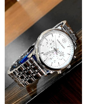 Stainless Steel Chronograph Luxury Wristwatch with Calendar and Quartz Movement for Men sur le site 