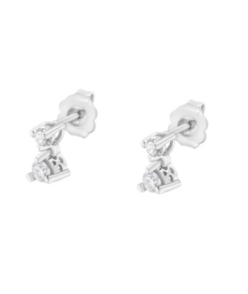 14K White Gold 1/4 Cttw Double Diamond Drop and Dangle Stud Earrings (H-I Color, SI1-SI2 Clarity) livraison gratuite