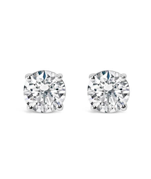 IGI Certified 14K White Gold 1.0 Cttw 4-Prong Set Brilliant Round-Cut Solitaire Diamond Push Back Stud Earrings (E-F Color, I1-I2 Clarity) est présent 