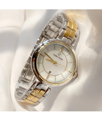 Gold Luxury Quartz Watch with Butterfly Lock & Waterproof Stainless Steel for Women. rembourrage situé sous