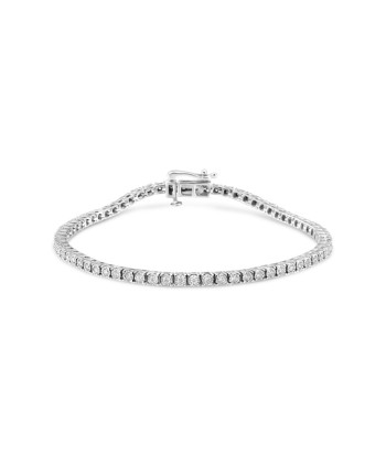 .925 Sterling Silver 1.0 Cttw Miracle Set Round-Cut Lab Grown Diamond Illusion Tennis Bracelet (F-G Color, VS2-SI1 Clarity) Size 7" les ligaments