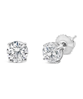 IGI Certified 14K White Gold 1.0 Cttw 4-Prong Set Brilliant Round-Cut Solitaire Diamond Push Back Stud Earrings (E-F Color, I1-I2 Clarity) est présent 