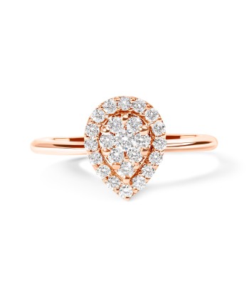 10K Rose Gold 3/8 Cttw Composite Diamond Pear Shaped Halo Promise Ring (I-J Color, I2-I3 Clarity) - Size 6 vente chaude votre 