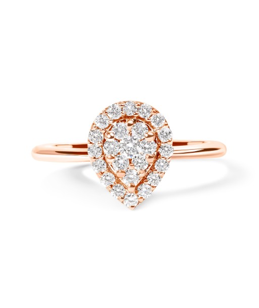 10K Rose Gold 3/8 Cttw Composite Diamond Pear Shaped Halo Promise Ring (I-J Color, I2-I3 Clarity) - Size 6 vente chaude votre 