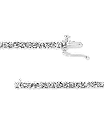 .925 Sterling Silver 1.0 Cttw Miracle Set Round-Cut Lab Grown Diamond Illusion Tennis Bracelet (F-G Color, VS2-SI1 Clarity) Size 7" les ligaments