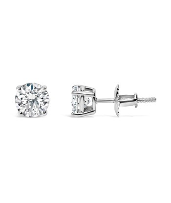 IGI Certified 14K White Gold 1.0 Cttw 4-Prong Set Brilliant Round-Cut Solitaire Diamond Push Back Stud Earrings (E-F Color, I1-I2 Clarity) est présent 