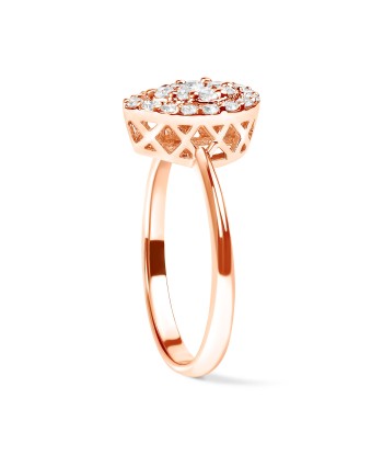 10K Rose Gold 3/8 Cttw Composite Diamond Pear Shaped Halo Promise Ring (I-J Color, I2-I3 Clarity) - Size 6 vente chaude votre 