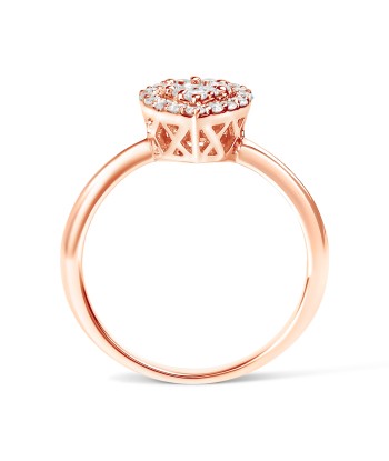 10K Rose Gold 3/8 Cttw Composite Diamond Pear Shaped Halo Promise Ring (I-J Color, I2-I3 Clarity) - Size 6 vente chaude votre 