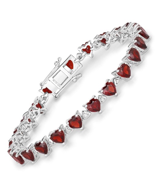 11.62 Carat Genuine Garnet and White Diamond .925 Sterling Silver Bracelet Venez acheter