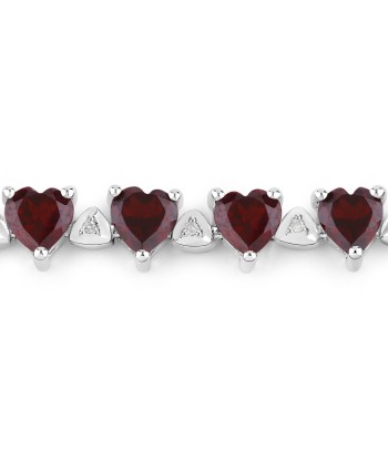 11.62 Carat Genuine Garnet and White Diamond .925 Sterling Silver Bracelet Venez acheter