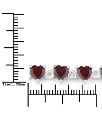 11.62 Carat Genuine Garnet and White Diamond .925 Sterling Silver Bracelet Venez acheter