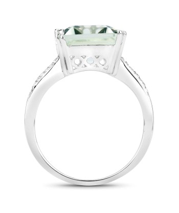 10.64 Carat Genuine Green Amethyst and White Topaz .925 Sterling Silver Ring france