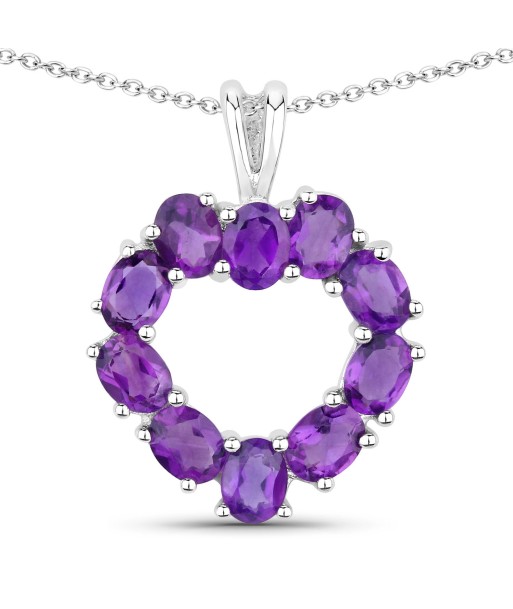 1.60 Carat Genuine Amethyst .925 Sterling Silver Pendant les ligaments