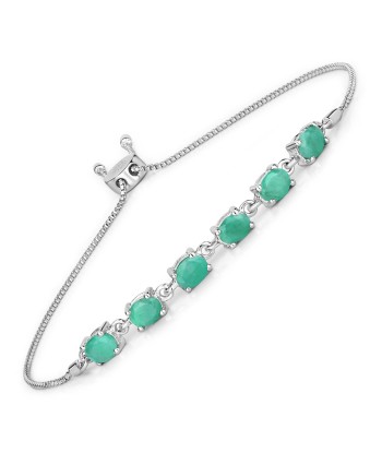 1.68 Carat Genuine Emerald .925 Sterling Silver Bracelet À commander