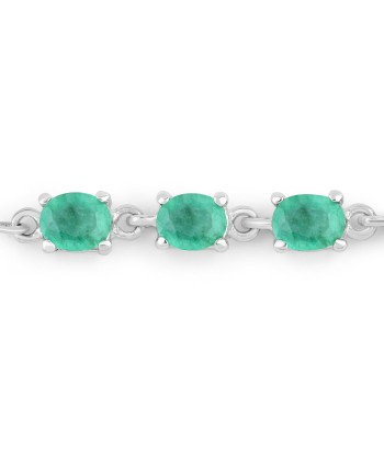 1.68 Carat Genuine Emerald .925 Sterling Silver Bracelet À commander