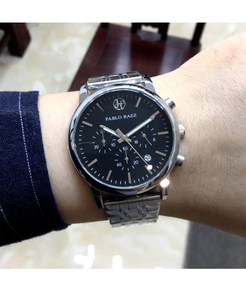 Stainless Steel Chronograph Luxury Wristwatch with Calendar and Quartz Movement for Men sur le site 