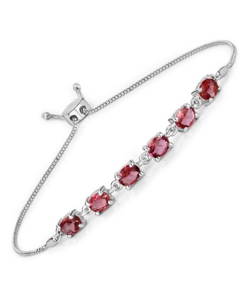 1.86 Carat Genuine Pink Tourmaline .925 Sterling Silver Bracelet pas cheres