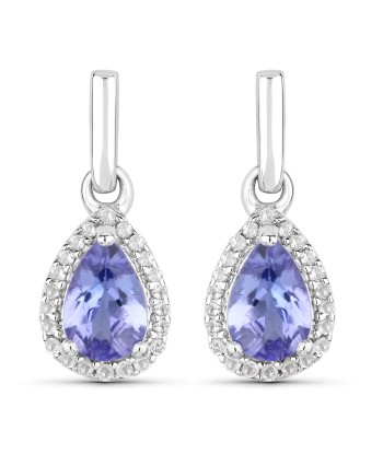 0.85 Carat Genuine Tanzanite and White Topaz .925 Sterling Silver Earrings Voir les baskets