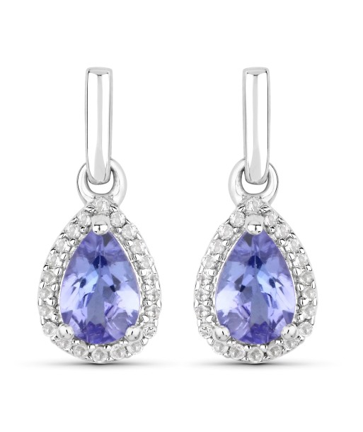 0.85 Carat Genuine Tanzanite and White Topaz .925 Sterling Silver Earrings Voir les baskets