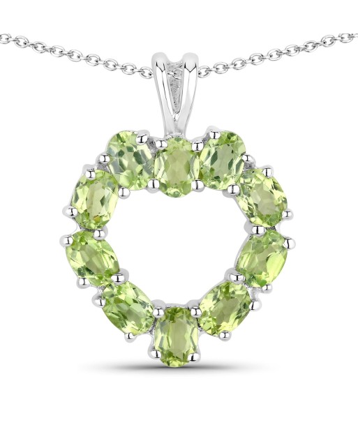 1.70 Carat Genuine Peridot .925 Sterling Silver Pendant la livraison gratuite