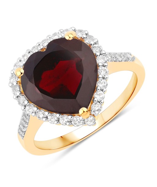 5.86 Carat Genuine Garnet and White Topaz .925 Sterling Silver Ring 2024