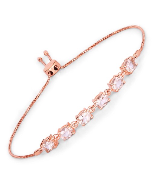 1.62 Carat Genuine Morganite .925 Sterling Silver Bracelet en stock