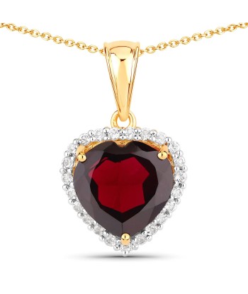 5.76 Carat Genuine Garnet and White Topaz .925 Sterling Silver Pendant En savoir plus