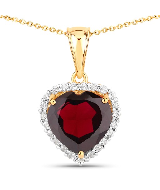 5.76 Carat Genuine Garnet and White Topaz .925 Sterling Silver Pendant En savoir plus