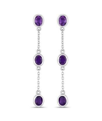 2.04 Carat Genuine Amethyst .925 Sterling Silver Earrings Les êtres humains sont 