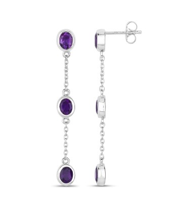 2.04 Carat Genuine Amethyst .925 Sterling Silver Earrings Les êtres humains sont 