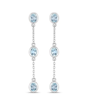 2.16 Carat Genuine Blue Topaz .925 Sterling Silver Earrings pas cheres