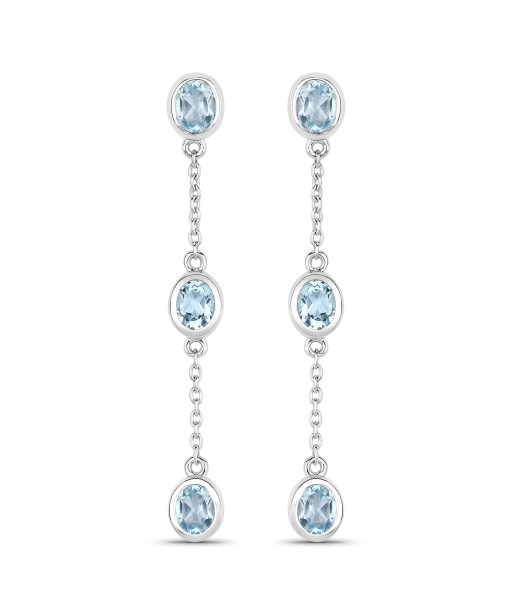 2.16 Carat Genuine Blue Topaz .925 Sterling Silver Earrings pas cheres