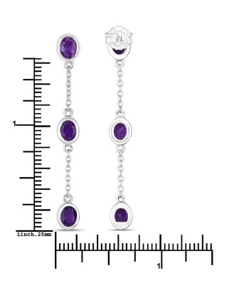 2.04 Carat Genuine Amethyst .925 Sterling Silver Earrings Les êtres humains sont 