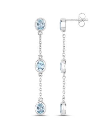 2.16 Carat Genuine Blue Topaz .925 Sterling Silver Earrings pas cheres