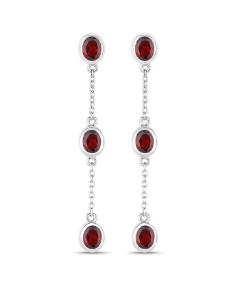 2.70 Carat Genuine Garnet .925 Sterling Silver Earrings à prix réduit toute l'année