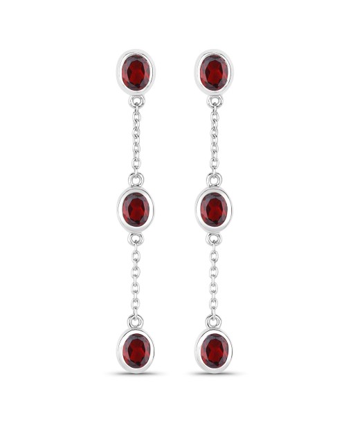 2.70 Carat Genuine Garnet .925 Sterling Silver Earrings à prix réduit toute l'année