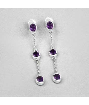 2.04 Carat Genuine Amethyst .925 Sterling Silver Earrings Les êtres humains sont 