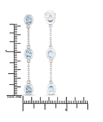 2.16 Carat Genuine Blue Topaz .925 Sterling Silver Earrings pas cheres