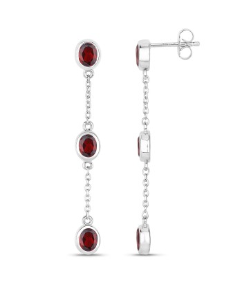 2.70 Carat Genuine Garnet .925 Sterling Silver Earrings à prix réduit toute l'année