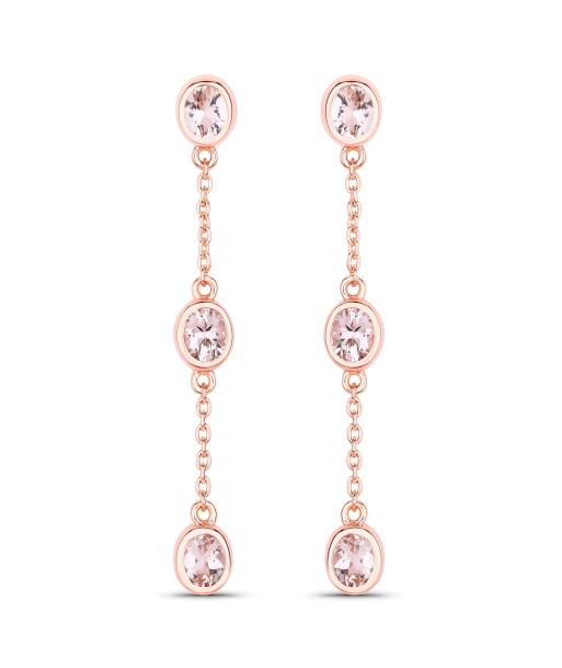 1.62 Carat Genuine Morganite .925 Sterling Silver Earrings Jusqu'à 80% De Réduction