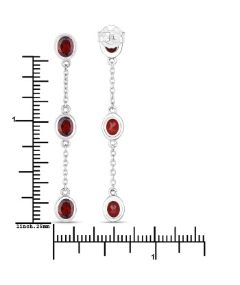 2.70 Carat Genuine Garnet .925 Sterling Silver Earrings à prix réduit toute l'année