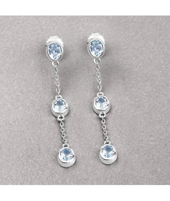 2.16 Carat Genuine Blue Topaz .925 Sterling Silver Earrings pas cheres