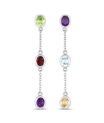 2.17 Carat Genuine Multi Stones .925 Sterling Silver Earrings votre