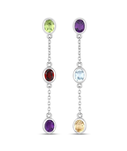 2.17 Carat Genuine Multi Stones .925 Sterling Silver Earrings votre