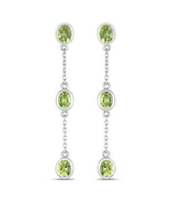 2.10 Carat Genuine Peridot .925 Sterling Silver Earrings des créatures d'habitude