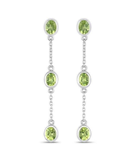 2.10 Carat Genuine Peridot .925 Sterling Silver Earrings des créatures d'habitude